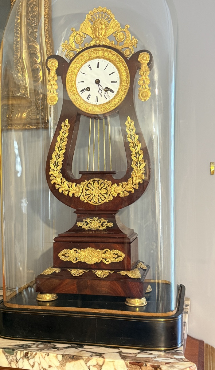 Grande Pendule LYRE  Charles X avec son Globe :  65 CM -photo-4