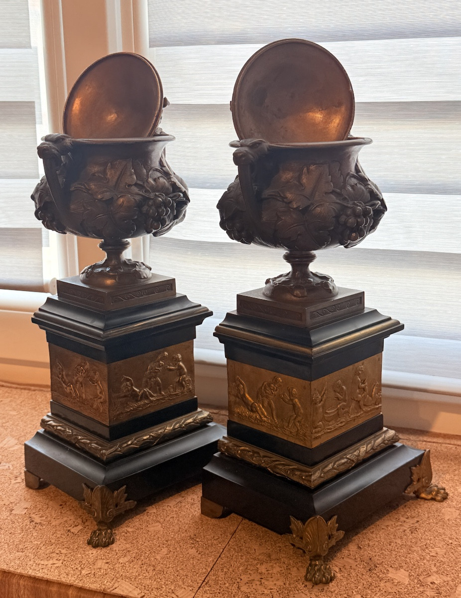 Henri Picard , Pair Of Cassolettes , H : 35 Cm , 19eme Siècle -photo-3