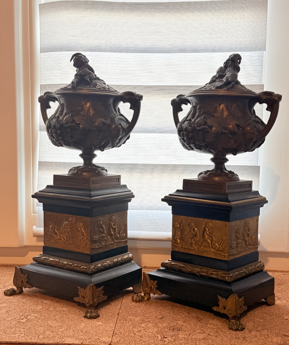 Henri Picard , Pair Of Cassolettes , H : 35 Cm , 19eme Siècle -photo-6