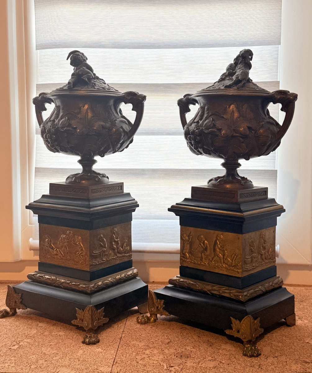 Henri Picard , Pair Of Cassolettes , H : 35 Cm , 19eme Siècle 
