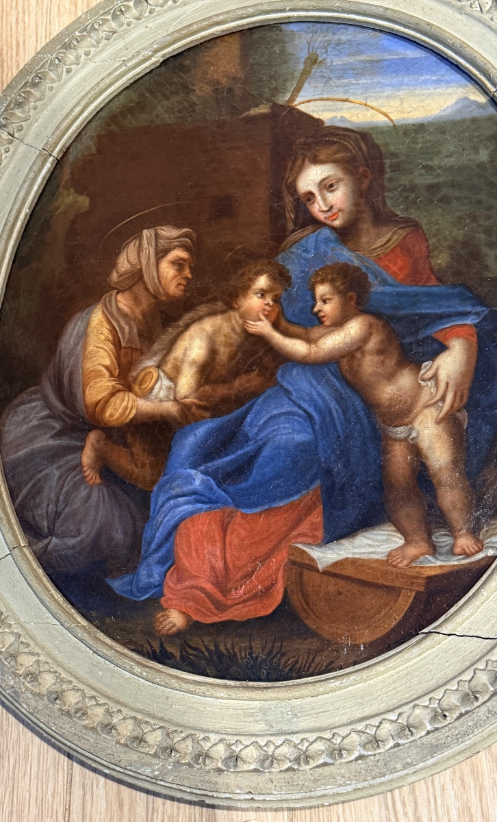The Little Holy Family, Follower Of Raphael, 17th Century-photo-2
