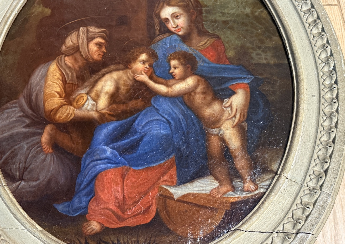 The Little Holy Family, Follower Of Raphael, 17th Century-photo-3