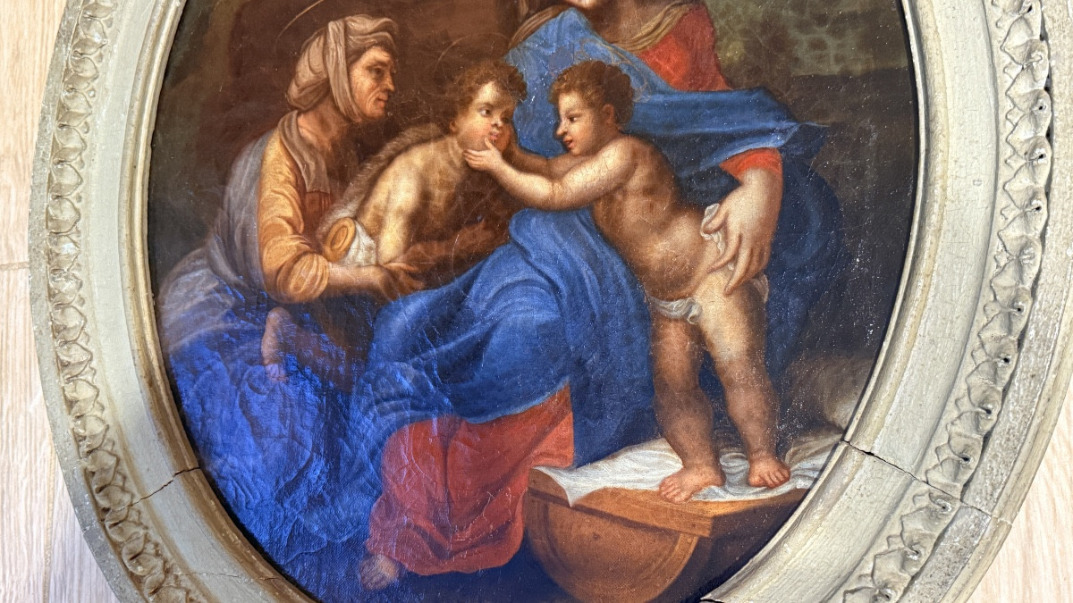 The Little Holy Family, Follower Of Raphael, 17th Century-photo-2