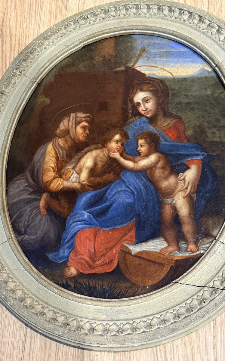 The Little Holy Family, Follower Of Raphael, 17th Century-photo-4