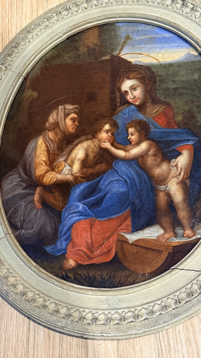 The Little Holy Family, Follower Of Raphael, 17th Century-photo-7