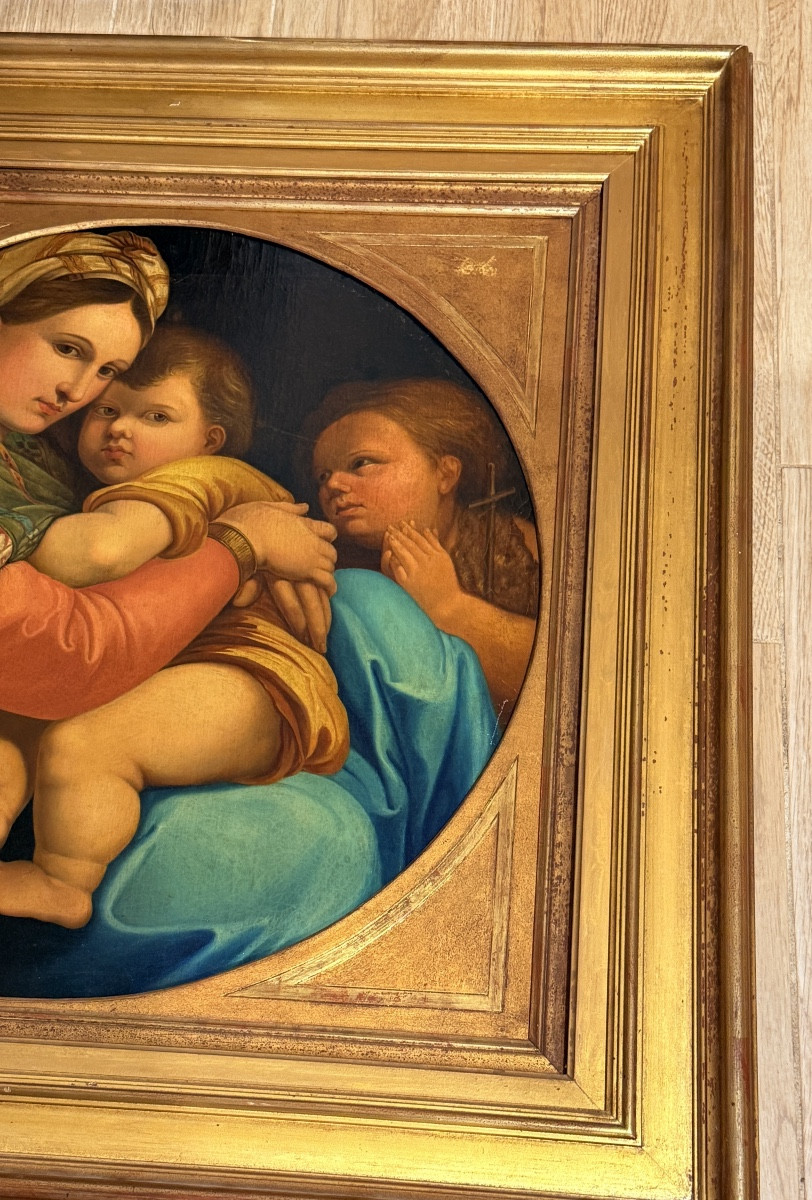 Virgin And Child , In The Taste Of Raphael , 19th Century-photo-3