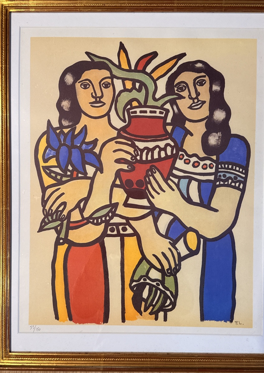 Fernand LÉGER , Litho 2 Femmes au Vase  ( 1881-1955 ) -photo-2