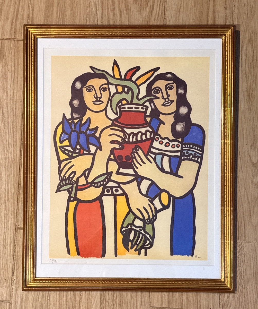 Fernand LÉGER , Litho 2 Femmes au Vase  ( 1881-1955 ) -photo-2