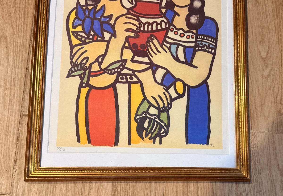 Fernand LÉGER , Litho 2 Femmes au Vase  ( 1881-1955 ) -photo-4