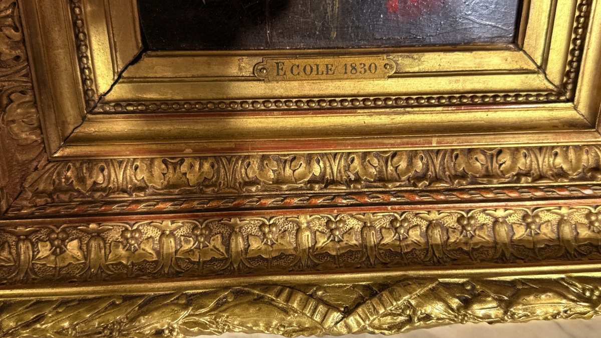 Paire de Tableau de Fleurs : École 1830 , XIXe Siècle -photo-4