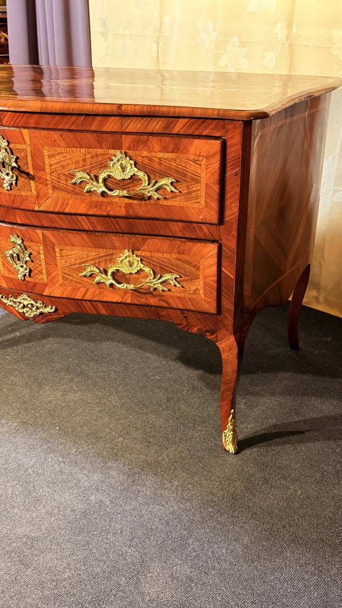 Curved Chest Of Drawers Louis XV Period, 18th Century-photo-3