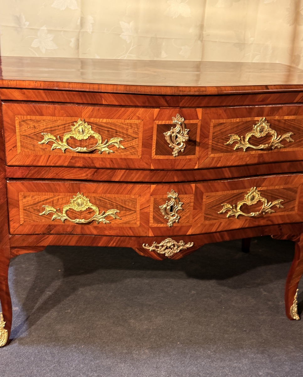 Curved Chest Of Drawers Louis XV Period, 18th Century-photo-4