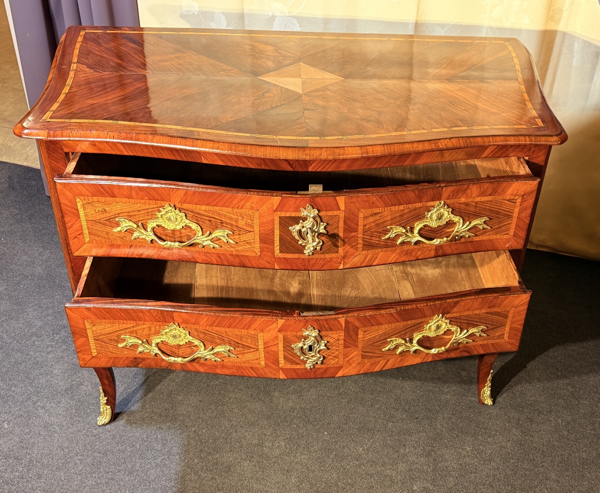 Curved Chest Of Drawers Louis XV Period, 18th Century-photo-2