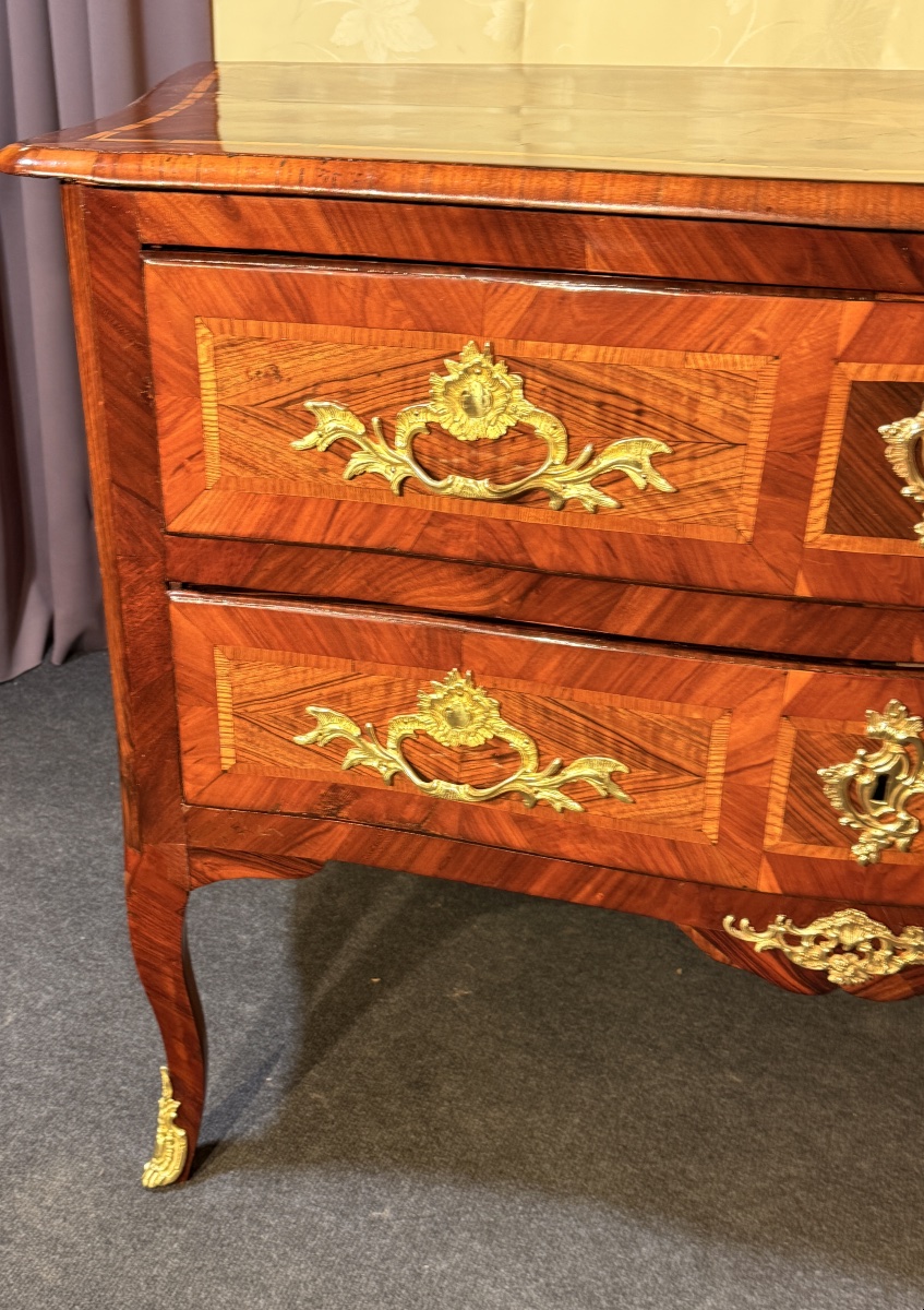 Curved Chest Of Drawers Louis XV Period, 18th Century-photo-6