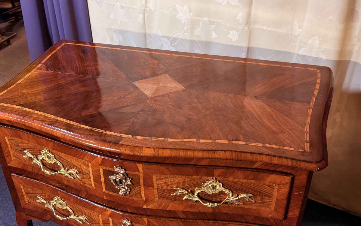 Curved Chest Of Drawers Louis XV Period, 18th Century-photo-7