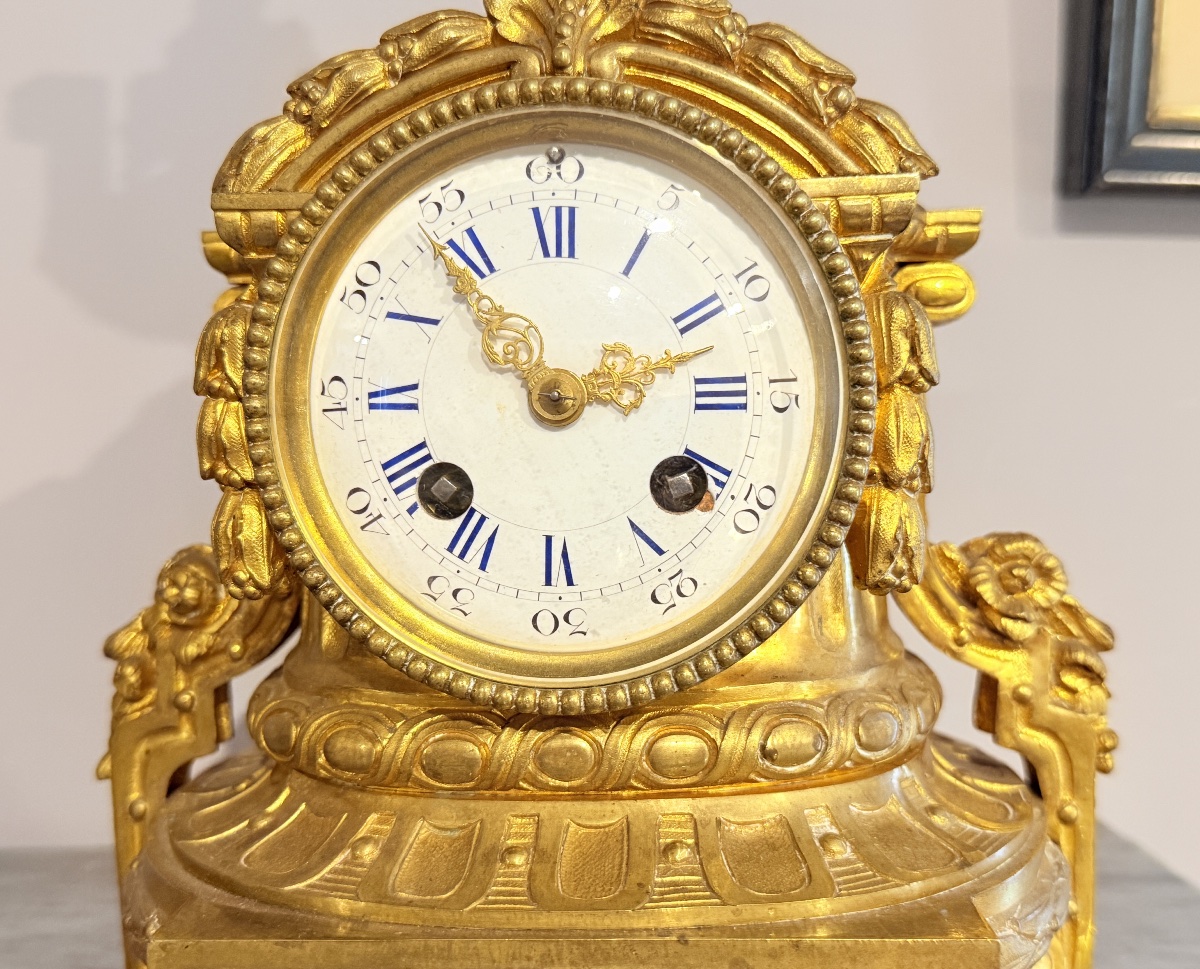 Louis XVI Bronze Clock, 19th Century-photo-4