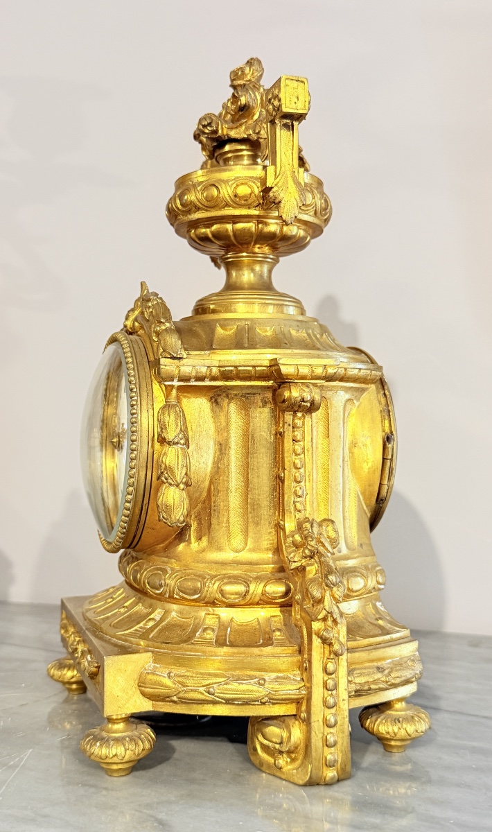 Louis XVI Bronze Clock, 19th Century-photo-1