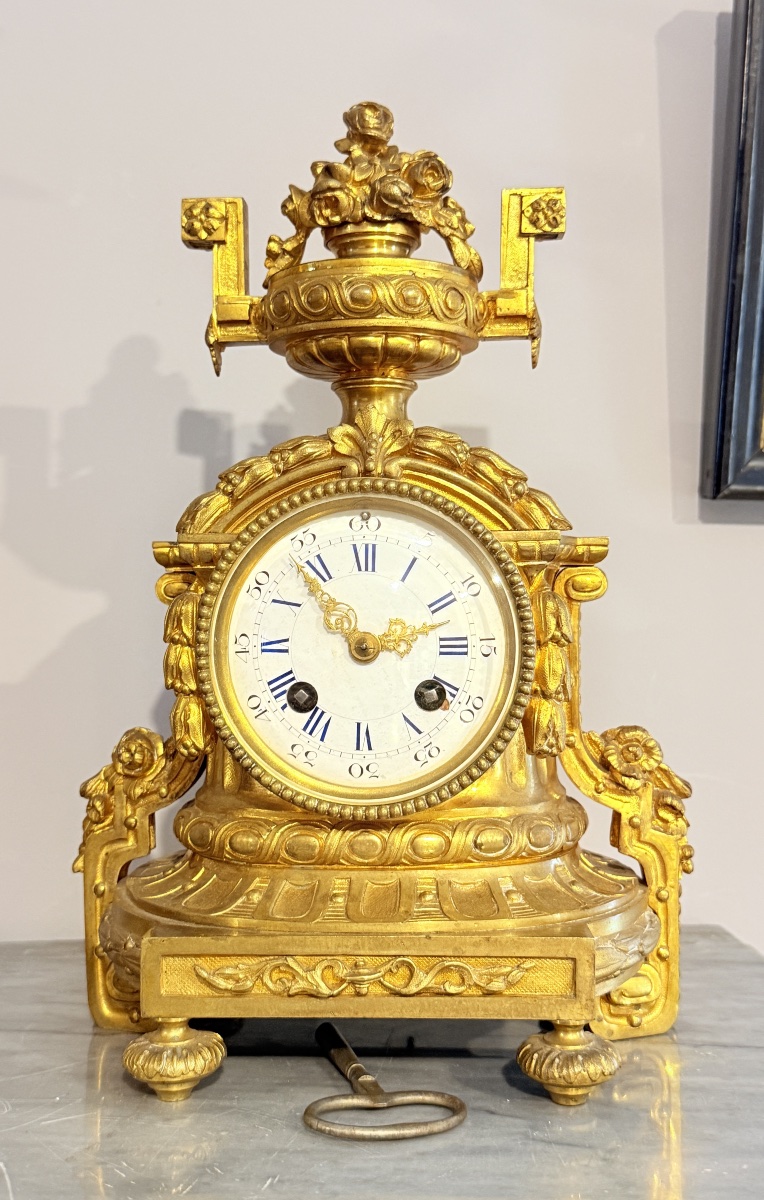 Louis XVI Bronze Clock, 19th Century-photo-7