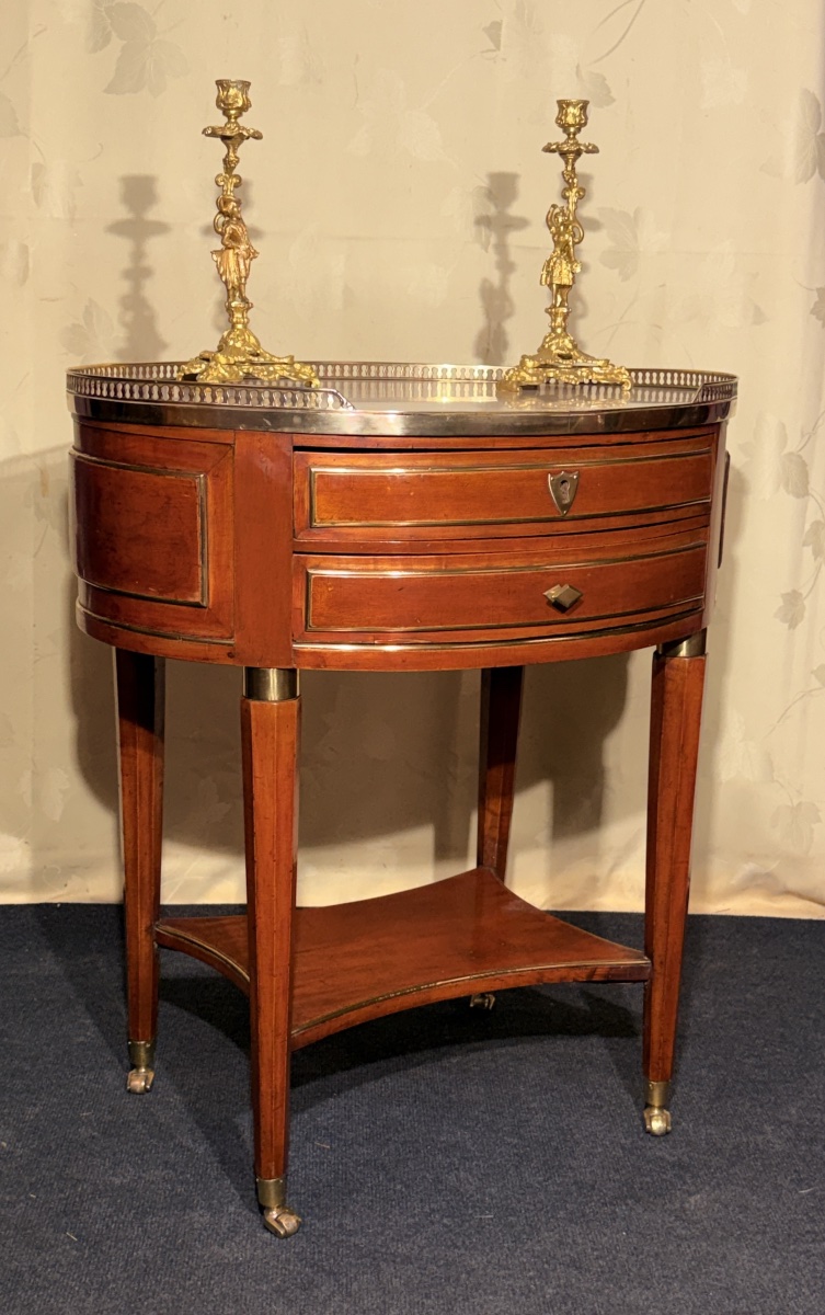 Oval Gueridon, Louis XVI In Mahogany, 18th Century-photo-2