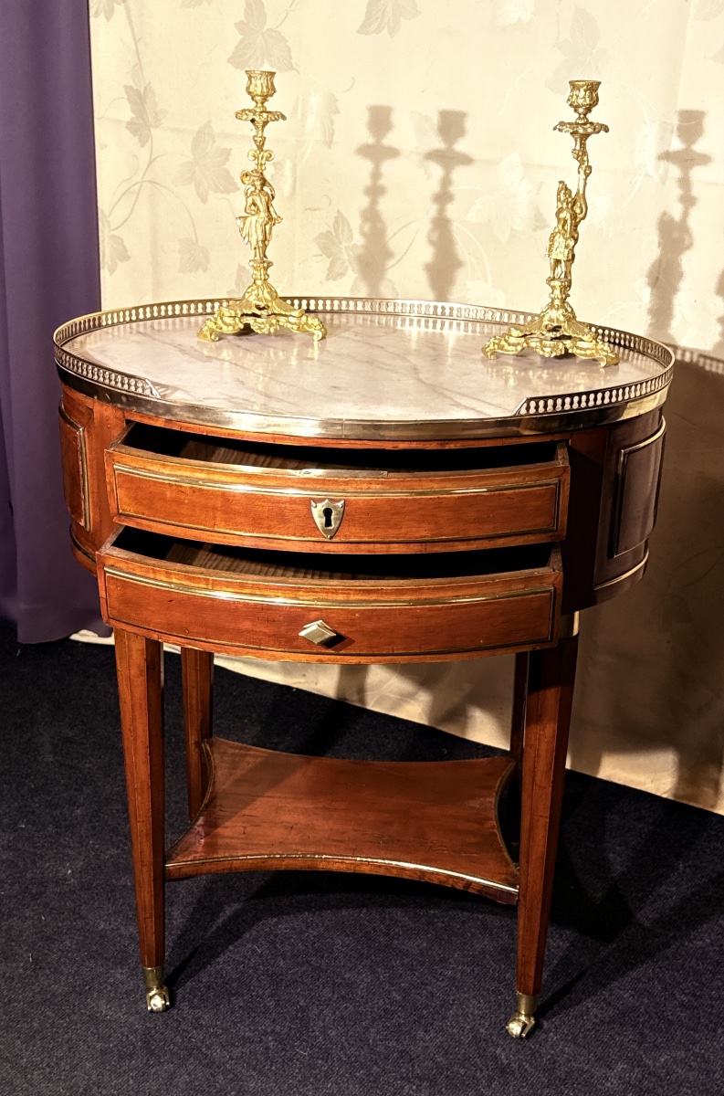 Oval Gueridon, Louis XVI In Mahogany, 18th Century-photo-3