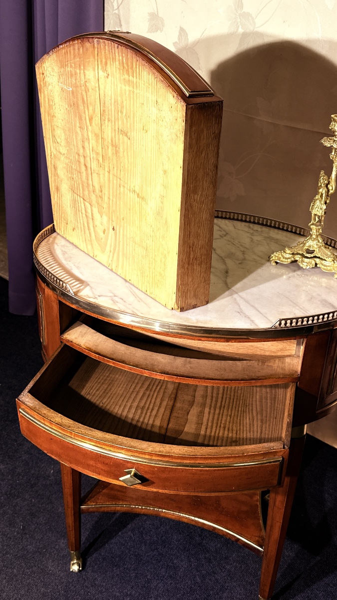Oval Gueridon, Louis XVI In Mahogany, 18th Century-photo-3