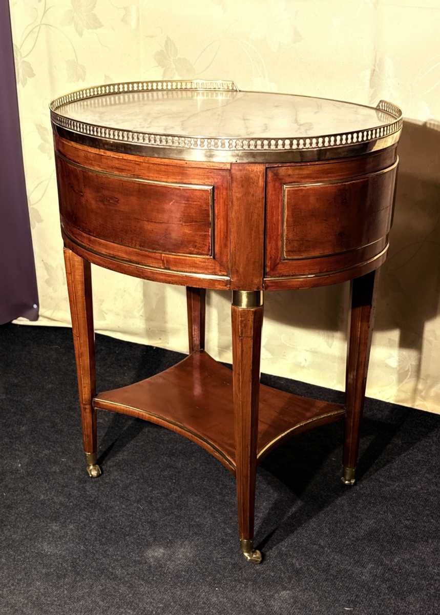 Oval Gueridon, Louis XVI In Mahogany, 18th Century-photo-5
