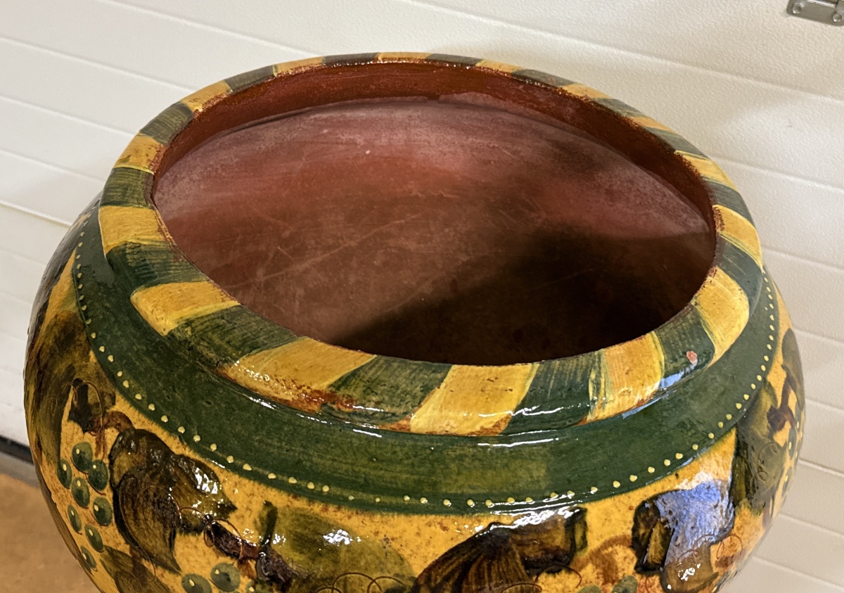 Glazed Ceramic Basin On Pedestal, Vallauris Golfe Juan -photo-4