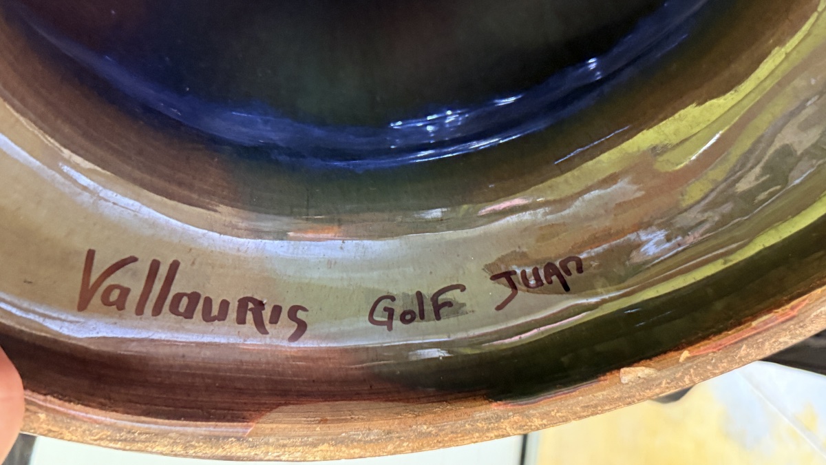 Glazed Ceramic Basin On Pedestal, Vallauris Golfe Juan -photo-6