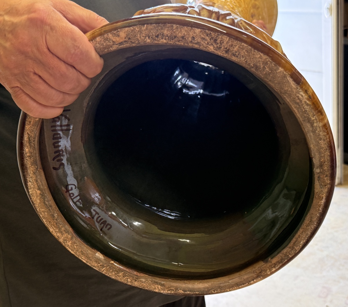 Glazed Ceramic Basin On Pedestal, Vallauris Golfe Juan -photo-7