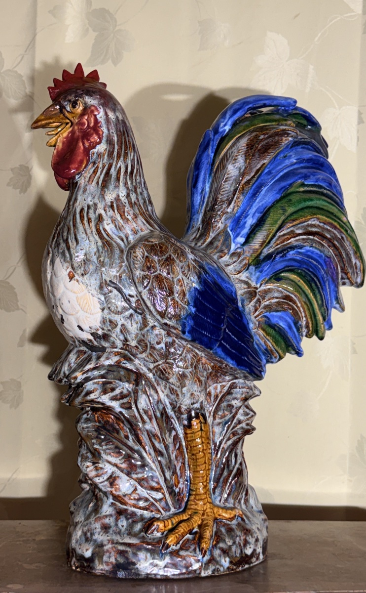 Coq signé Jérôme MASSIER , en Terre cuite émaillée -photo-2