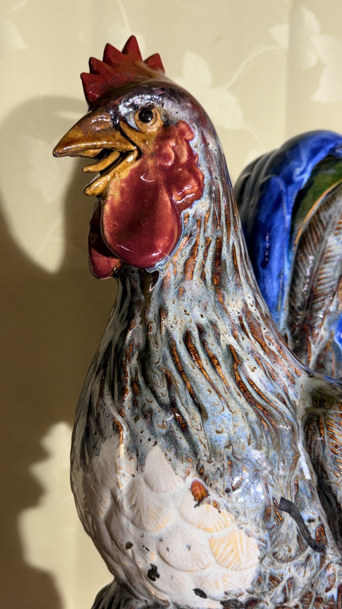 Coq signé Jérôme MASSIER , en Terre cuite émaillée -photo-4