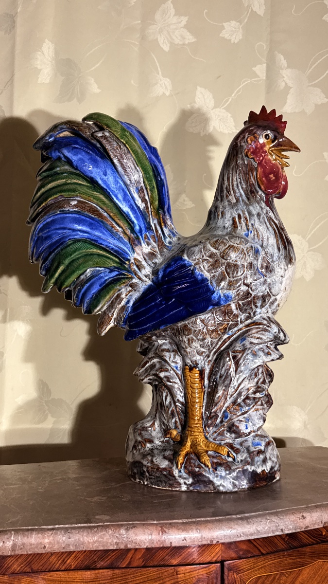 Coq signé Jérôme MASSIER , en Terre cuite émaillée 