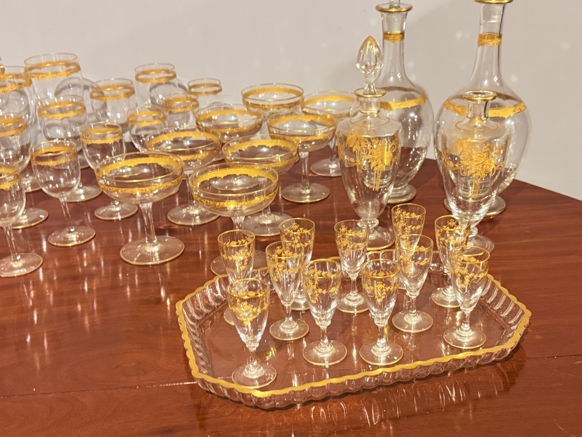 SAINT LOUIS : Partie de Service en Cristal décor à l’Or  -photo-4