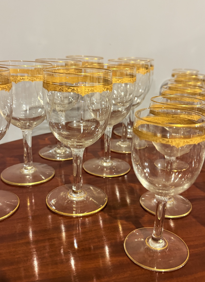 SAINT LOUIS : Partie de Service en Cristal décor à l’Or  -photo-6