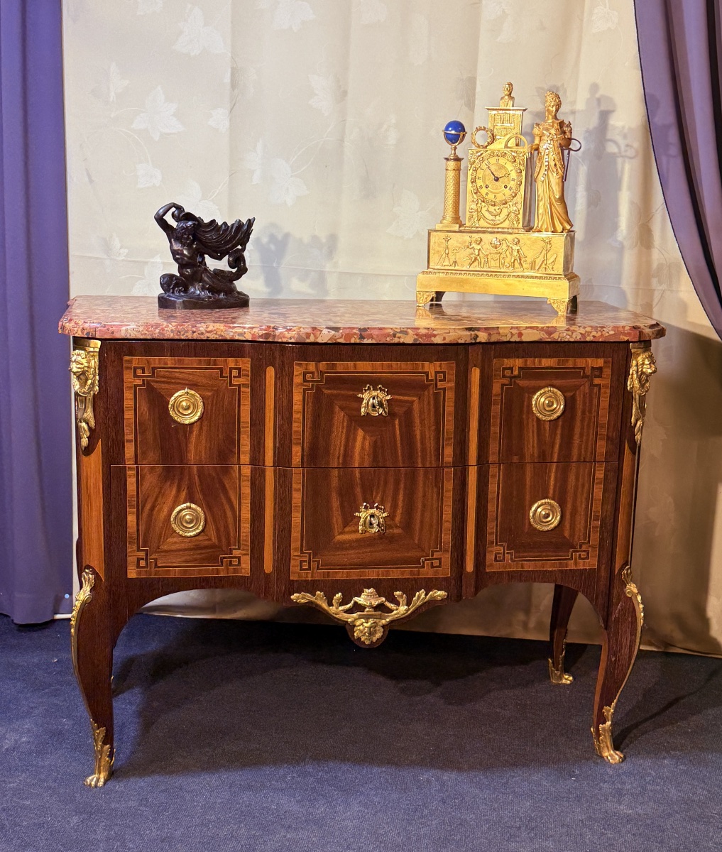 Transitional-era Chest Of Drawers, Stamped "rubestuck," 