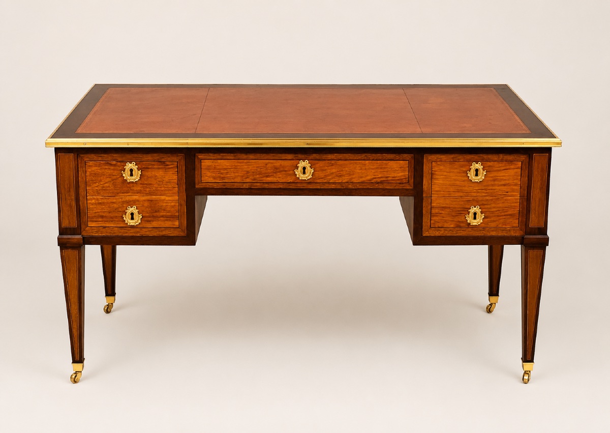 Bureau Plat Louis XVI , Estampillé Fidelys SCHEY, XVIIIe Siècle -photo-2
