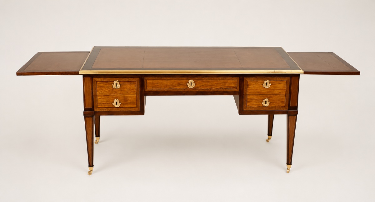 Bureau Plat Louis XVI , Estampillé Fidelys SCHEY, XVIIIe Siècle -photo-3