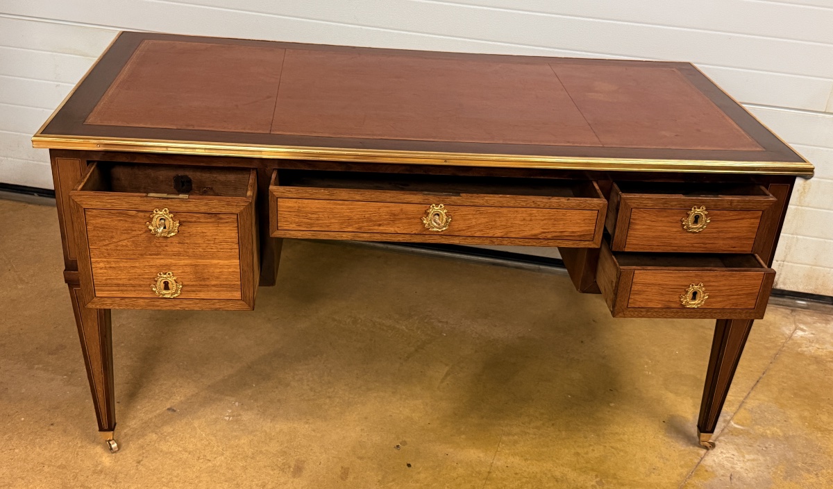 Bureau Plat Louis XVI , Estampillé Fidelys SCHEY, XVIIIe Siècle -photo-2