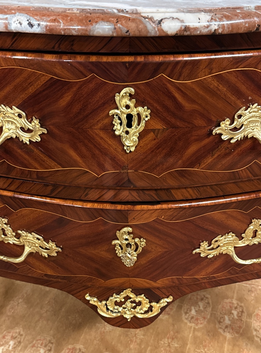 Curved Chest Of Drawers, Stamped "pierre Roussel," 18th Century -photo-3