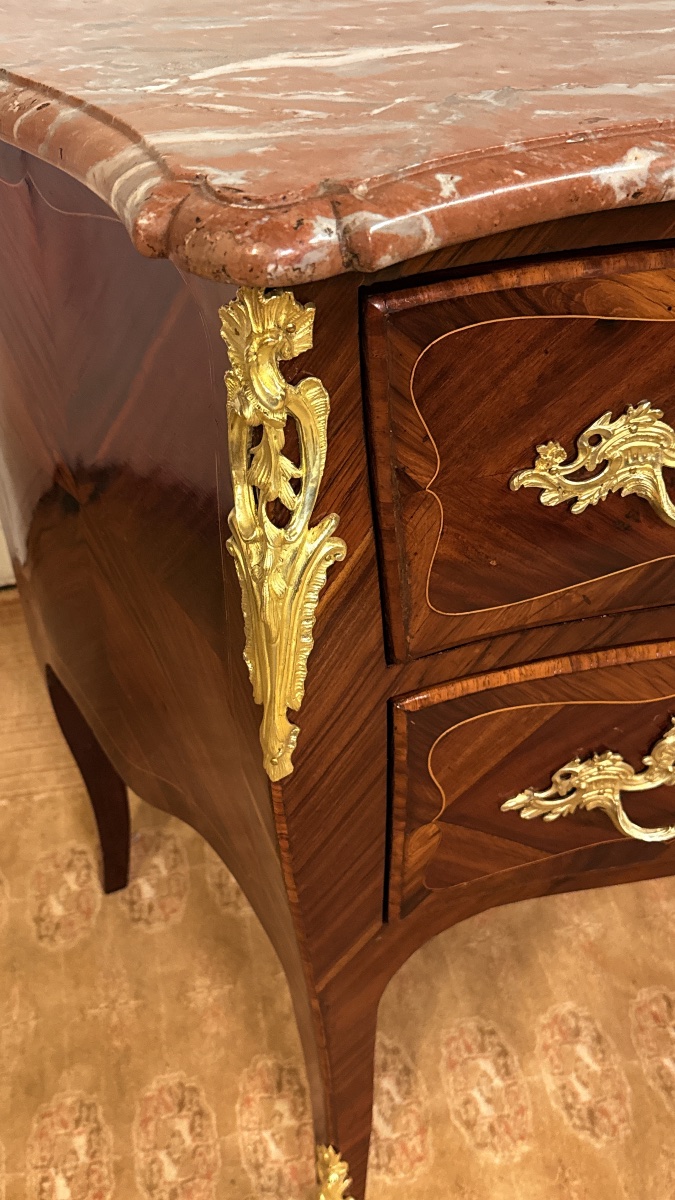 Curved Chest Of Drawers, Stamped "pierre Roussel," 18th Century -photo-4