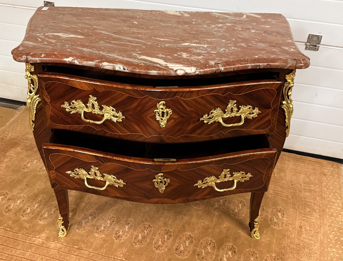 Curved Chest Of Drawers, Stamped "pierre Roussel," 18th Century -photo-1