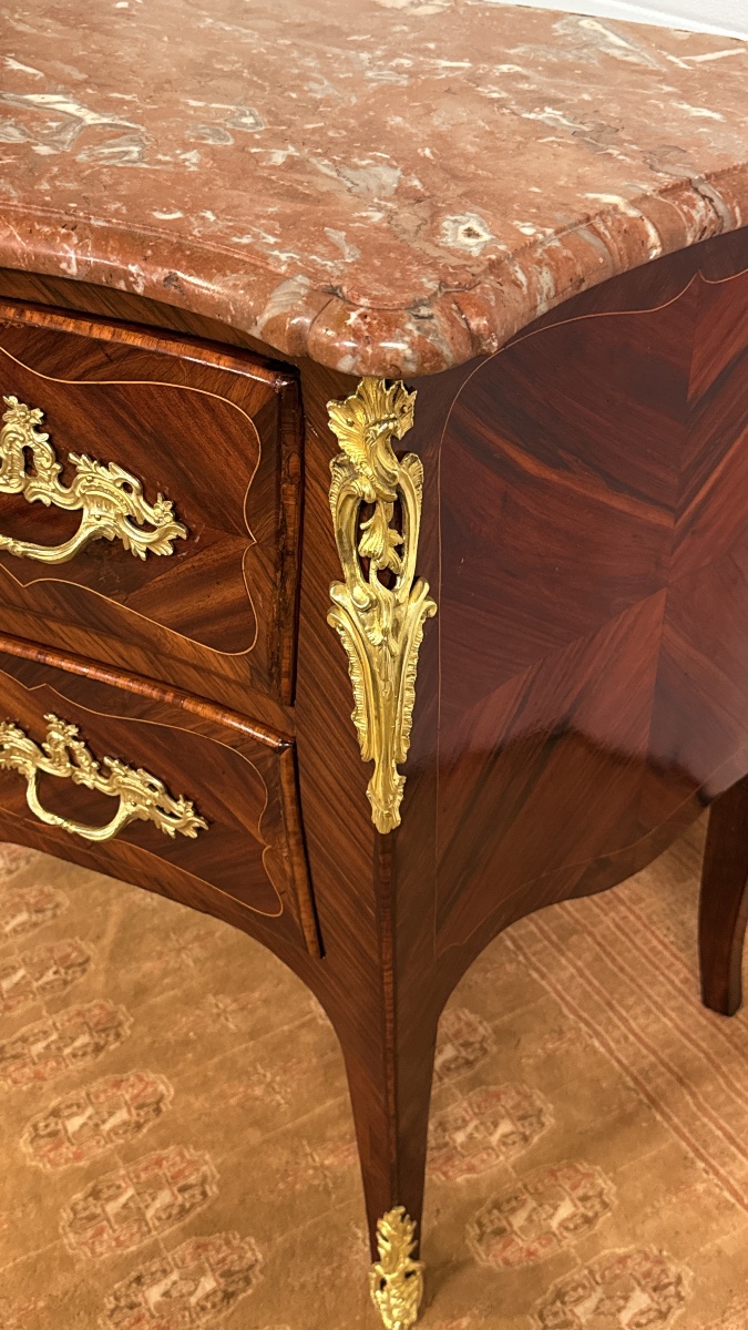 Curved Chest Of Drawers, Stamped "pierre Roussel," 18th Century -photo-2