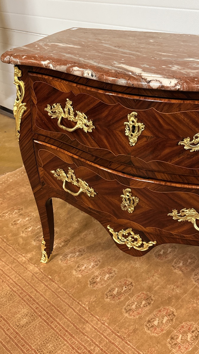 Curved Chest Of Drawers, Stamped "pierre Roussel," 18th Century -photo-3