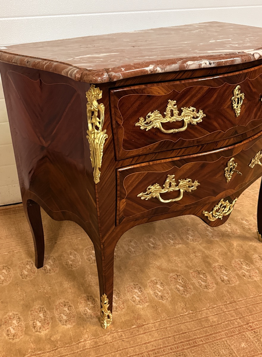 Curved Chest Of Drawers, Stamped "pierre Roussel," 18th Century -photo-6