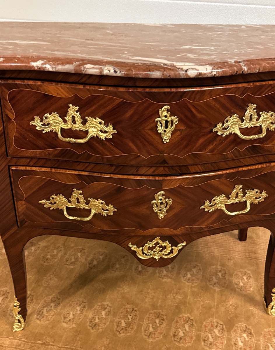 Curved Chest Of Drawers, Stamped "pierre Roussel," 18th Century -photo-7