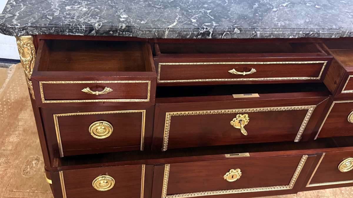 Commode Louis XVI , Estampillée J. P.  BERTRAND,  XVIIIe Siècle -photo-7