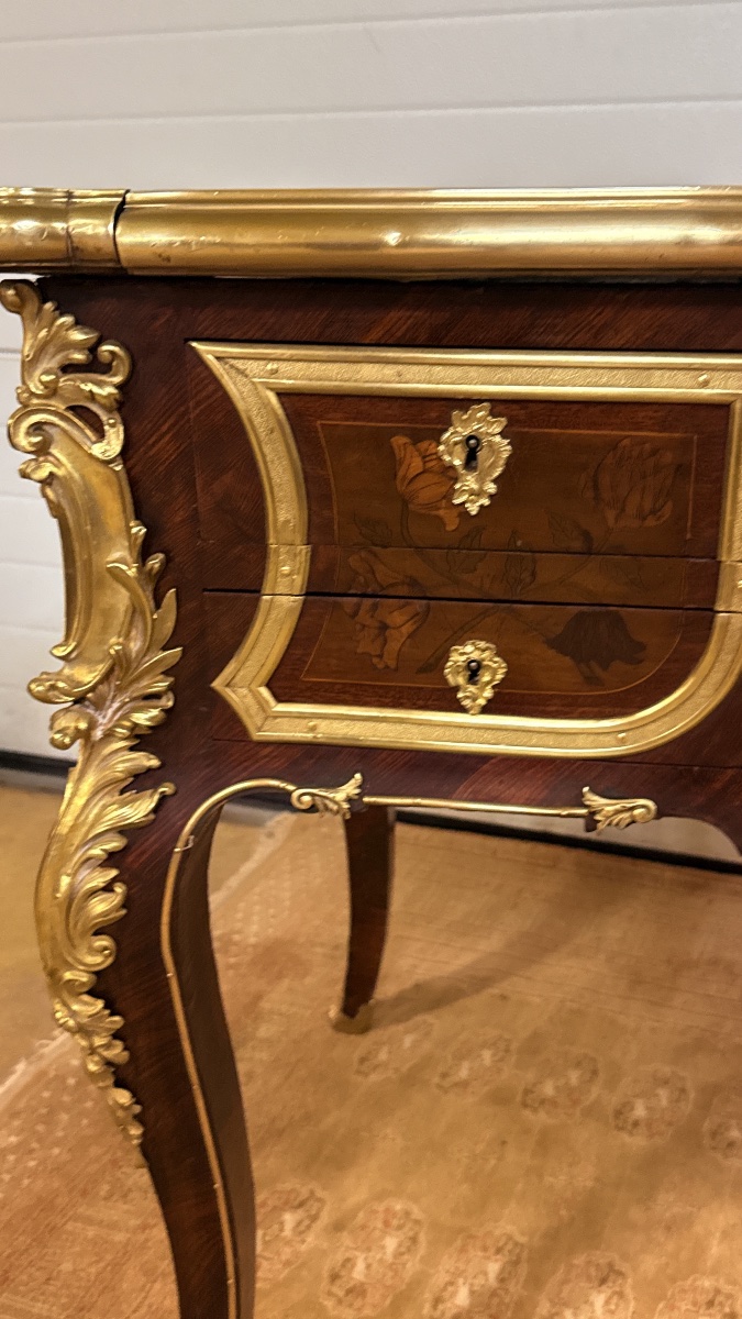 Floral Marquetry Desk, 19th Century -photo-3