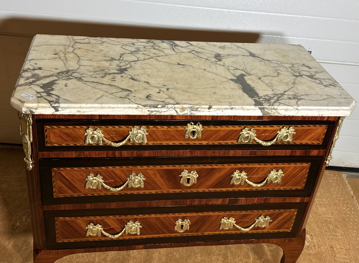 Transitional Chest Of Drawers, Stamped "jean Lapie," 18th Century -photo-2