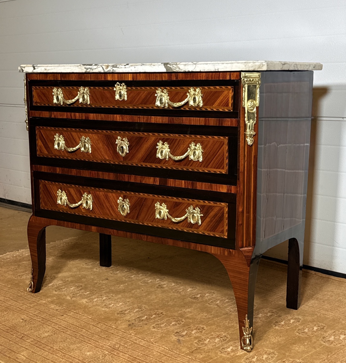 Transitional Chest Of Drawers, Stamped "jean Lapie," 18th Century -photo-6