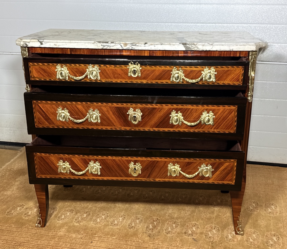 Transitional Chest Of Drawers, Stamped "jean Lapie," 18th Century -photo-1